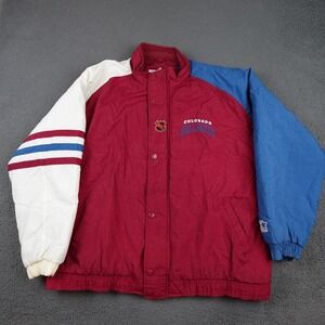 Vintage Colorado Avalanche Jacket Mens XL Burgundy Blue NHL Hockey Starter 90s